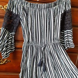 Blue off the shoulder romper